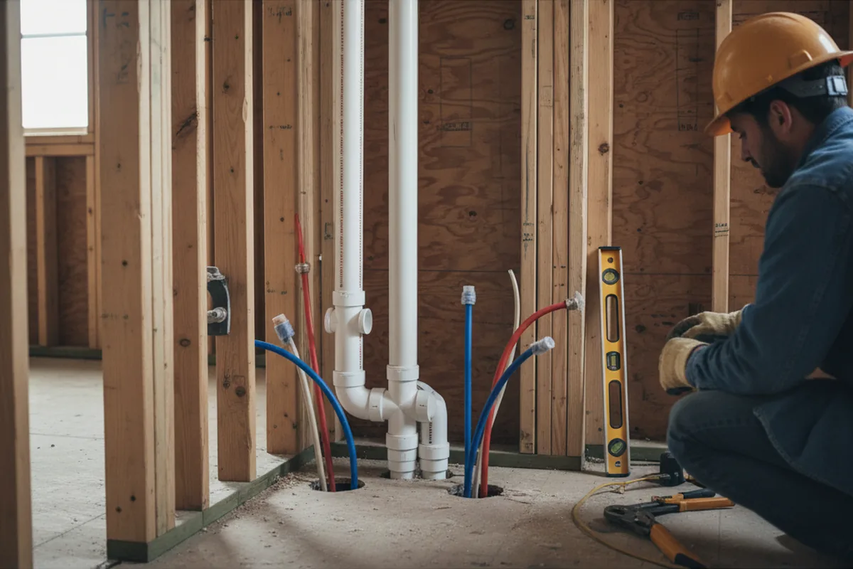 Drain and supply rough-in during Garbage Disposal Repair in Candia